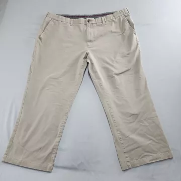 JM Haggar Mens Chino Pants Beige Stretch Mid Rise Cotton Blend Size 44x26 - Front
