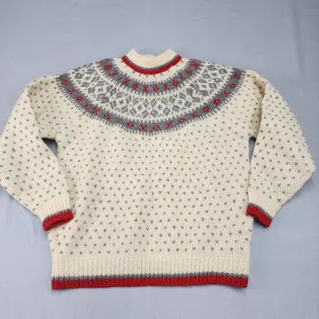 Jordache Vintage Fair Isle Sweater Womens L 100% Virgin Wool Pullover Knit - Front