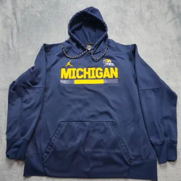 Jordan Michigan Wolverines Hoodie Men's XL Navy Blue Performance Pullover NCAA - Front