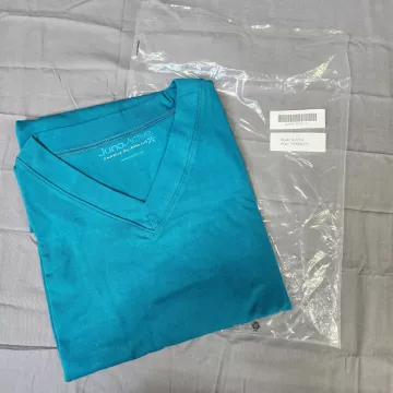 Juno Active Womens 1X Plus Teal V-Neck Short Sleeve Stretch Cotton T-Shirt - Main