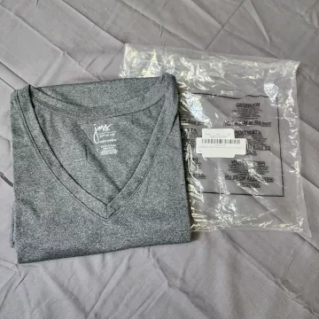 Just My Size Womens 5X Gray Heather V-Neck Long Sleeve Active T-Shirt NWT - Main