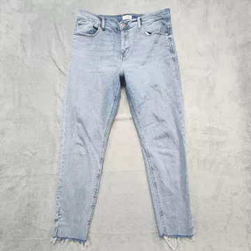 Kensie The Kelsey High Rise Skinny Jeans Womens 14 Light Blue Stretch Raw Hem - Front