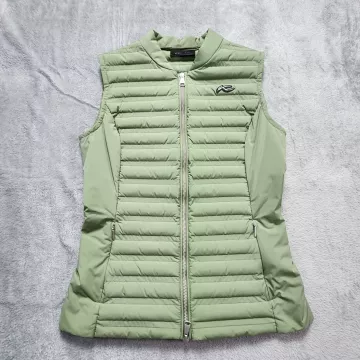 KJUS Bellavista Vest Women's S Sage Green Down Puffer Golf Ski Stretch Full Zip - Front