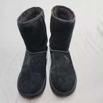 Koolaburra by UGG Womens 9 Black Suede Winter Boots Faux Fur Lined Pull On