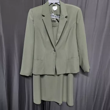 Koret Womens Size L Green Skirt Suit Single Breasted Lined Long Sleeve - Main