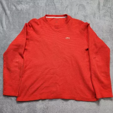 Lacoste Men's Sleepwear Thermal Top TH2081 Waffle Knit Red Size M Long Sleeve - Front
