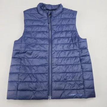 Lands' End Boys S 6-7 Navy Blue Nylon Quilted Primaloft Puffer Vest Full Zip - Front