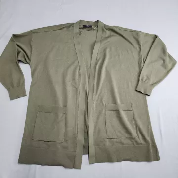 Lane Bryant Cardigan Sweater Womens Plus Size 22/24 Olive Green Open Front Knit - Front