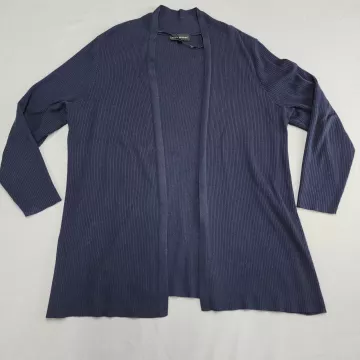 Lane Bryant Plus Size 18/20 Cardigan Sweater Navy Blue Ribbed Open Front - Front