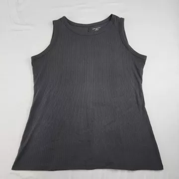 LANE BRYANT Ribbed Tank Top Women's L Gray Scoop Neck Sleeveless - Front
