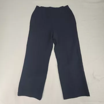 Lauren Ralph Lauren Womens 14P Navy Blue Wool Wide Leg High Rise Pull On Pants - Front