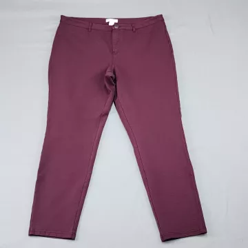 LC Lauren Conrad Womens Pants Size 16 Burgundy Ponte Skinny Stretch 27 Inseam - Front