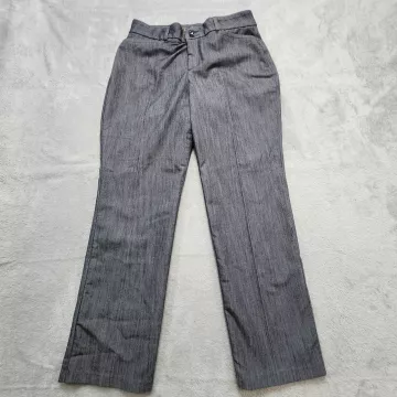 Lee Secretly Shapes Pants Women's 10S Petite Charcoal Gray Straight Leg Stretch - Front