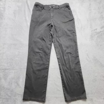 Lee Womens Size 10 Short Gray Straight Leg Pants Mid Rise Stretch Denim - Front