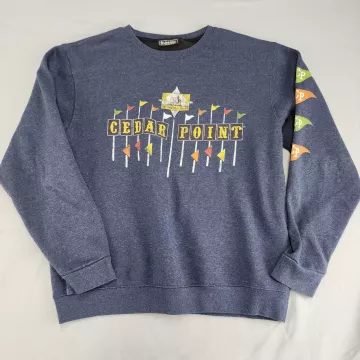 LIVING TREASURES Women's L Cedar Point Graphic Pullover Crewneck Sweatshirt Blue - Front