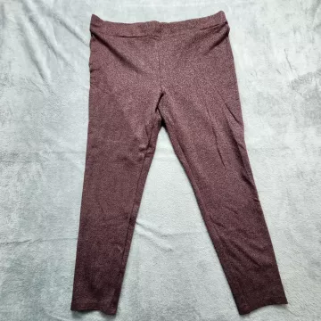 LOFT Ponte Leggings Women's XL Burgundy Marled High Rise Stretch Knit Pants - Front
