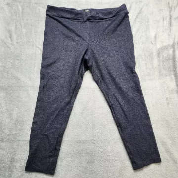 LOFT Slim Ankle Pants XL Navy Blue Herringbone Knit High Rise Pull On Stretch - Front