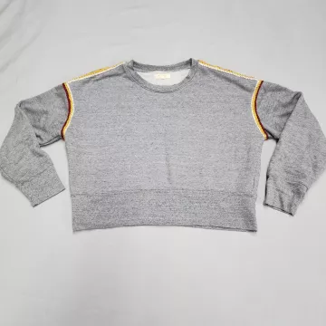 Madewell miles Womens XL Gray Cropped Sweatshirt Pullover Crewneck Trim - Front