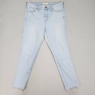 Madewell Roadtripper Skinny Jeans Women's 32 High Rise Light Wash Stretch Raw He - Front