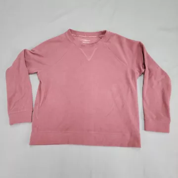 Marc New York Womens Pink Ribbed Pullover Sweatshirt Raglan Long Sleeve Size S - Front