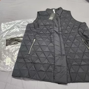 Marla Wynne Women's Plus 3X Black Quilted Puffer Vest Geometric Zip Pockets NWT - Main