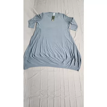 Marla Wynne Womens 3X Plus Slate Blue Asymmetric Draped Stretch Midi Dress - Front
