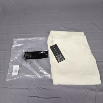 Marla Wynne Womens Plus Size 2X Ivory Knit Jogger Pants High Rise Pull On - Main