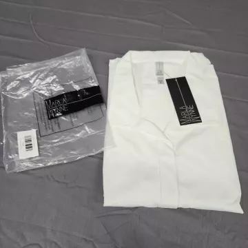 MarlaWynne NWT Womens 4X White Button Up Blouse Hidden Placket Long Sleeve - Main