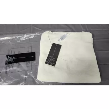 MarlaWynne NWT Womens Plus Size 3X Ivory V Neck Short Sleeve Pullover Sweater - Main