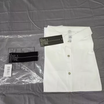MarlaWynne Womens Plus 3X White Pleated Back Long Sleeve Button Down Blouse - Main