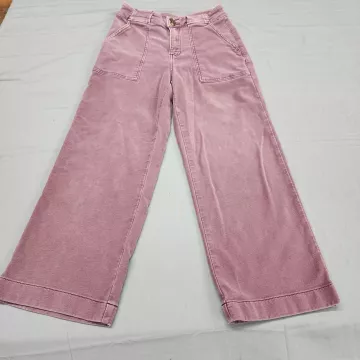 Maurices Womens Size 8 Mauve Pink Wide Leg Stretch Pants Mid Rise 25 Inseam - Front