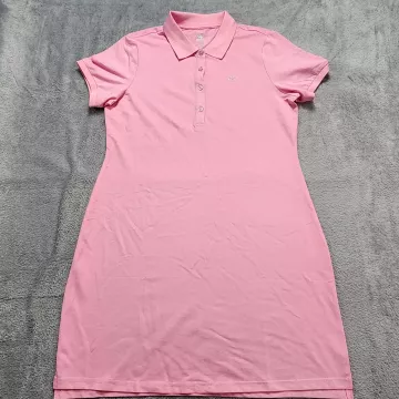 MOFIZ Women's Polo Dress Size M Pink Short Sleeve Golf Tennis Sporty Stretch - Front