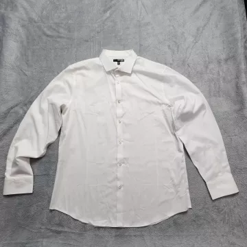 Murano Dress Shirt Men's XL Slim Fit White Textured Spread Collar Long Sleeve - Front