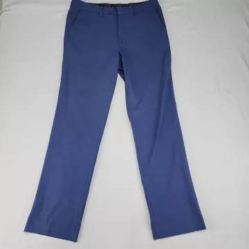 Murano Men's Dress Pants Tag 33 Actual 34x31 Blue Solid Stretch Straight Leg - Front