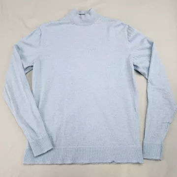 Murano Womens XL Light Blue Merino Wool Mock Neck Pullover Sweater Long Sleeve - Front