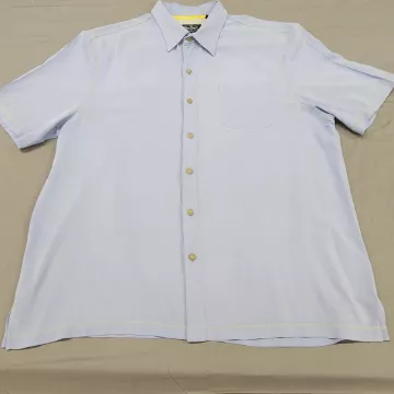 Nat Nast Luxury Originals Silk Camp Shirt Mens XL Light Blue Short Sleeve - Front
