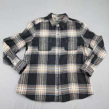 Natural Reflections Men's L Multicolor Plaid Flannel Button Up Shirt Cotton - Front