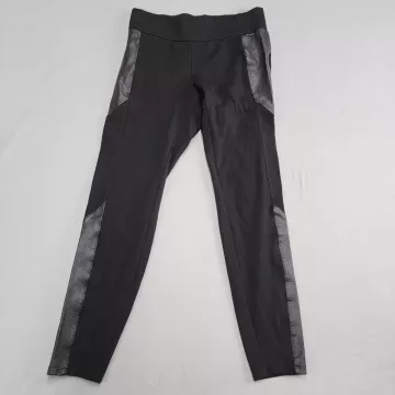 New York Company Soho Womens S Black Faux Leather Panel Leggings Stretch - Front
