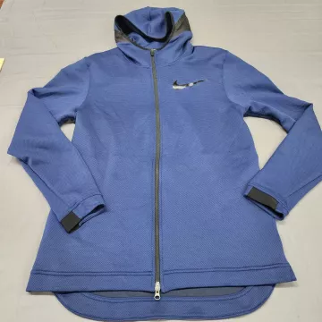 Nike Basketball Dri-Fit Showtime Hoodie Men's Large Blue Full Zip 858438-429 - Front