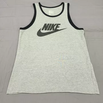 Nike Men's Large Gray Tri-Blend Ringer Tank Top Athletic Graphic Sleeveless - Front