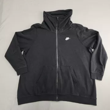 Nike Mens 2XL Black Full Zip Sweatshirt Mock Neck Fleece Embroidered Logo - Front