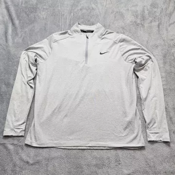 Nike Running Dri-Fit Element 1/4 Zip Top Men's Large Grey Thumbholes DH4951 - Front