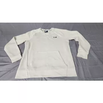 Nike Women's S Beige Fleece Crewneck Pullover Sweatshirt Kangaroo Pocket Logo - Front