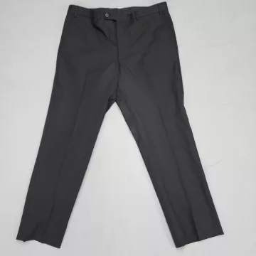Nordstrom Mens Dress Pants 36x29 Black Tech Smart Trim Fit Wool Blend Stretch - Front