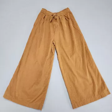 Nordstrom Womens XL Brown Corduroy Wide Leg Pants Paperbag High Rise Drawstring - Front