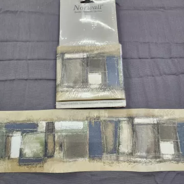 Norwall Abstract Blue Green Grey Wallpaper Border Prepasted Vinyl New Sealed - Main