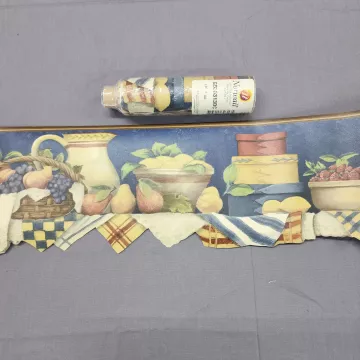 Norwall Country Fruit Blue Wallpaper Border Prepasted Vinyl Textured Sealed - Main