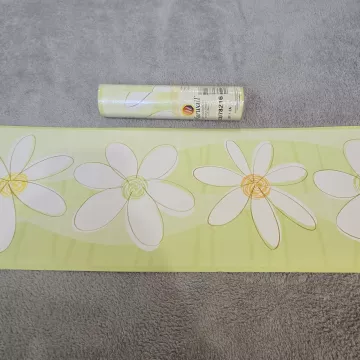 Norwall Floral Daisy Green White Wallpaper Border Prepasted Vinyl New Sealed - Main