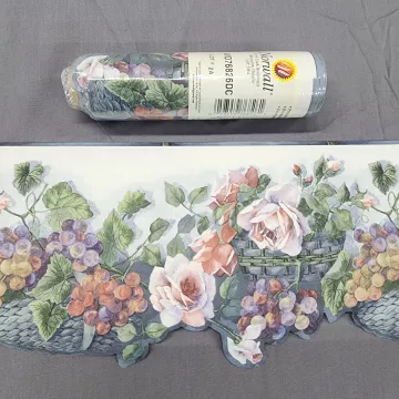 Norwall Floral Grape Country Wallpaper Border Multicolor Prepasted New Sealed - Main