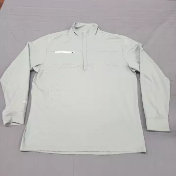 OGIO Mens XL Gray Striped 1/4 Zip Pullover Mock Neck Performance Stretch Shirt - Front